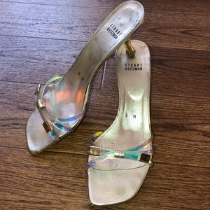 Stuart Weitzman Vintage Women’s 8 Iridescent Kitten Slip On Heels NICE